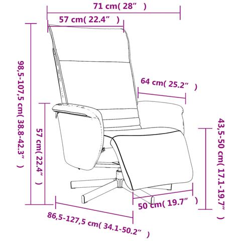 Poltrona Reclinabile con Poggiapiedi Grigia in Similpelle - Foto 9