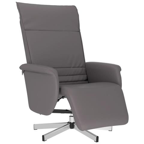 Poltrona Reclinabile con Poggiapiedi Grigia in Similpelle - Foto 1