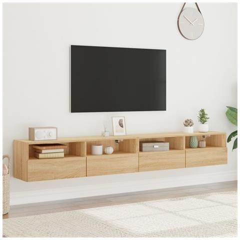 Mobili Tv Muro 2pz Rovere Sonoma 100x30x30 Cm Legno Multistrato - Foto 3