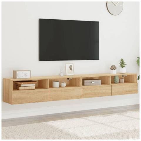 Mobili Tv Muro 2pz Rovere Sonoma 100x30x30 Cm Legno Multistrato - Foto 1