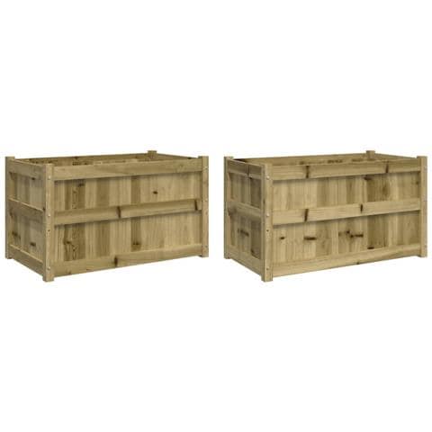 Fioriere Da Giardino 2 Pz In Legno Di Pino Impregnato - Foto 1