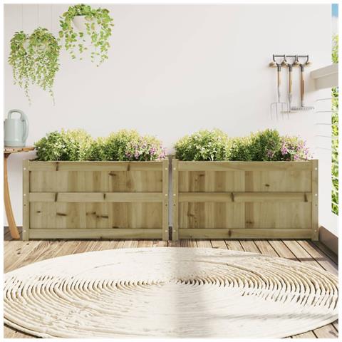 Fioriere Da Giardino 2 Pz In Legno Di Pino Impregnato - Foto 2