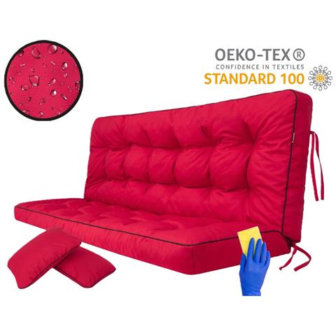 Cuscino Per Altalena Hollywood, Morbido Cuscino Per Seduta, Resistente Cuscino Per Altalena Da Giardino, Cuscino Adatto Per Roulotte, Cuscino Per Panca Con Schienale. Larghezza 120 Cm - Rosso - Foto 2