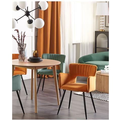 Set Di 2 Sedie Da Pranzo Velluto Arancione E Nero Sanilac - Foto 1