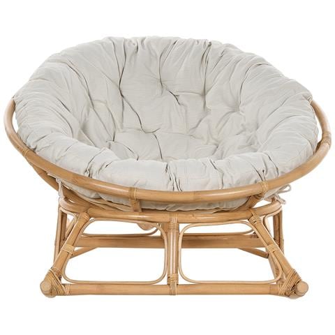 Sedia A Dondolo Rattan Naturale E Beige Chiaro Orvieto - Foto 2