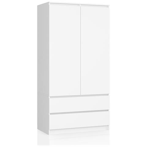 Armadio A 2 Ante Battenti E Cassetti S90, 90x51x180 cm, Colore Bianco - Foto 1