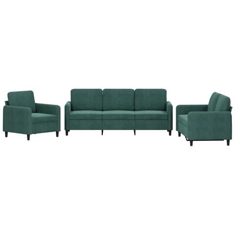Set Di Divani 3 Pz Verde Scuro In Velluto - Foto 2
