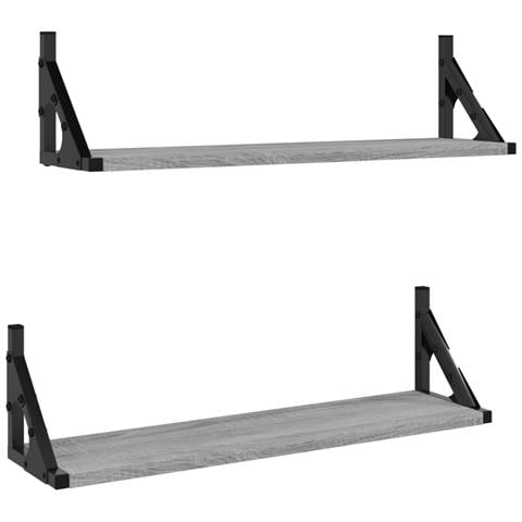Mensole Da Parete 2pz Grigio Sonoma 60x15x15,5 Cm - Foto 2