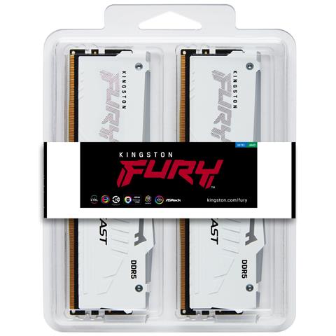 FURY Beast 64 GB 5600 MT /s DDR5 CL36 DIMM (Kit da 2 moduli) White RGB EXPO - Foto 2
