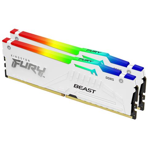 FURY Beast 64 GB 5600 MT /s DDR5 CL36 DIMM (Kit da 2 moduli) White RGB EXPO - Foto 1