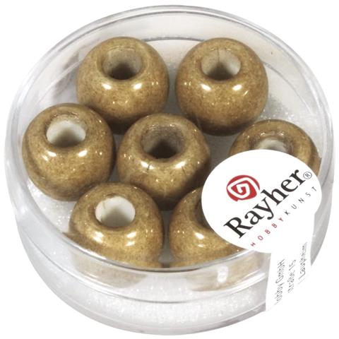 3 Pezzi - Perline In Vetro Opaco Con Foro Grande Ø12mm L. 5 Mm - Colore Caramello - Foto 1