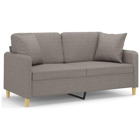 Divano A 2 Posti Con Cuscini Tortora 140 Cm In Tessuto - Foto 2