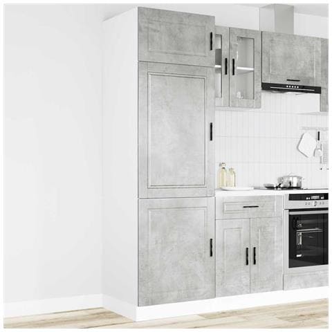 Armadio Da Cucina Porto Grigio Cemento In Legno Multistrato - Foto 1