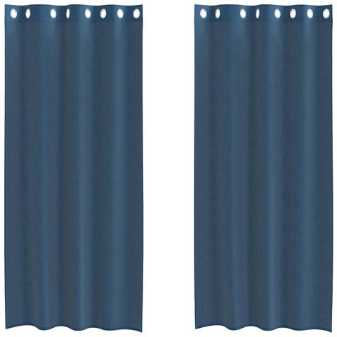 Tende In Voile Con Occhielli 2 Pz Blu Reale - Foto 2