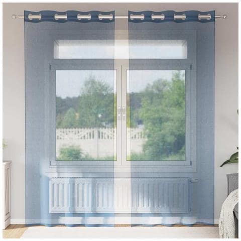 Tende In Voile Con Occhielli 2 Pz Blu Reale - Foto 1