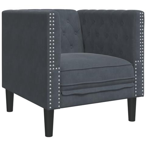 Poltrona Chesterfield Grigio Scuro In Velluto - Foto 2