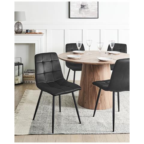 Set Di 4 Sedie Da Pranzo Powell Velluto Nero - Foto 1