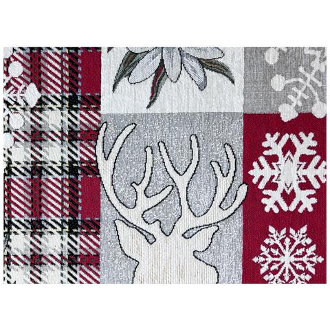 Tovaglia Pasqua Centrino Runner Tavola Fantasia Edelweiss Cervo Made Italy 40x180 Rosso - Foto 2