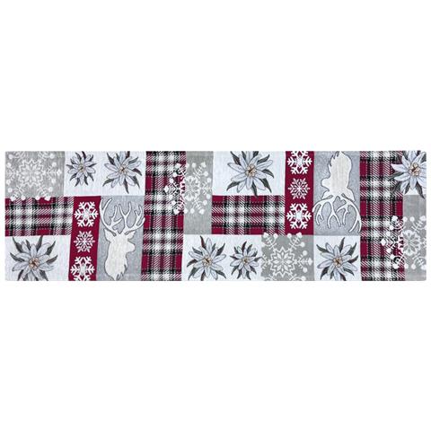 Tovaglia Pasqua Centrino Runner Tavola Fantasia Edelweiss Cervo Made Italy 40x180 Rosso - Foto 1