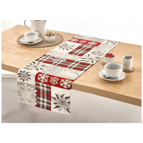 Tovaglia Pasqua Centrino Runner Tavola Fantasia Edelweiss Cervo Made Italy 40x180 Rosso - Foto 5