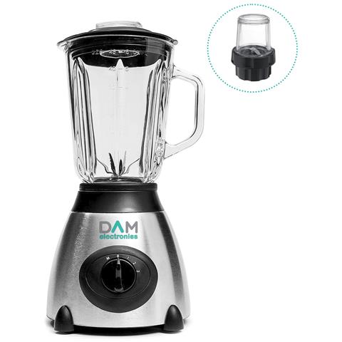 Frullatore 2 In 1 Da 1,5l In Acciaio Inossidabile. Caraffa In Vetro, 1500w, Lame In Acciaio Inox, Trita Ghiaccio, Smoothies, Succhi. 5 Velocità. Bicchiere Ausiliario. - Foto 1