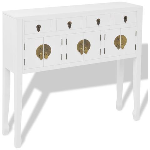 Credenza In Stile Cinese In Legno Massello Bianca - Foto 1