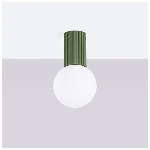 Lampada Da Soffitto Halo Verde Oliva Ip44 Sl. 1723 - Moderno Lampada Da Soffitto Verde Oliva 21x12x12 Cm - Foto 2
