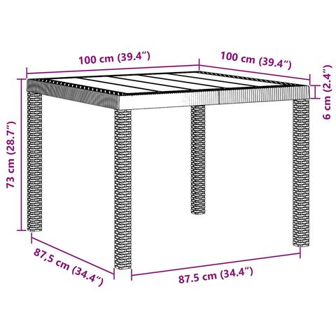 Tavolo da Giardino Marrone 100x100x73 cm in Polyrattan - Foto 7
