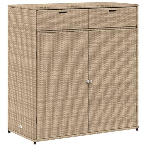Armadietto Portaoggetti Giardino Beige 105x55x113cm Polyrattan - Foto 1