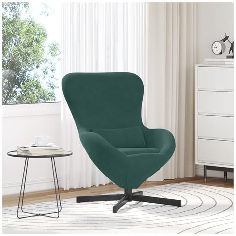 Poltrona a Uovo  Verde Scuro in Velluto - Foto 2