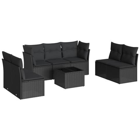 Set Divani da Giardino con Cuscini 8 pz Nero in Polyrattan - Foto 1