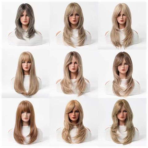 Parrucca Donna In Fibra Sintetica Compatibile Con Stile Naturale, Capelli Lunghi Ondulati, Leggera E Traspirante, Regolabile, Colore Biondo - Foto 2