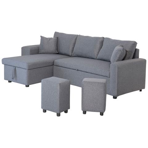 Tonydivano Letto Angolare A 3 Posti Grigio Screziato - Foto 1