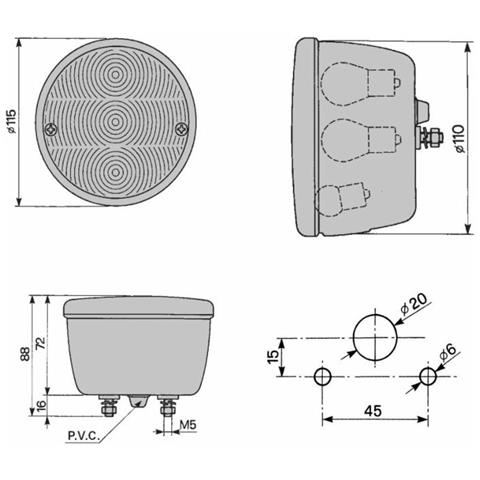 Fanale Alogeno Posteriore Dx Ø115mm - Foto 2