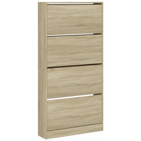 Scarpiera 4 Cassetti Ribaltabili Rovere Sonoma 80x21x163,5 cm - Foto 1