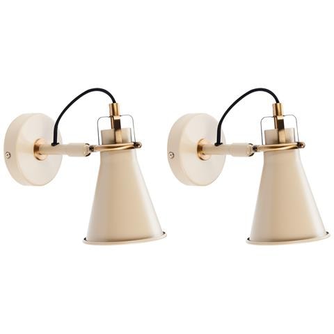 Set Di 2 Lampade Da Parete Moyola Regolabile Metallo Beige - Foto 2