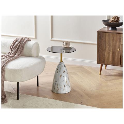 Tavolino Wabby Vetro Temperato Marmo Bianco - Foto 1