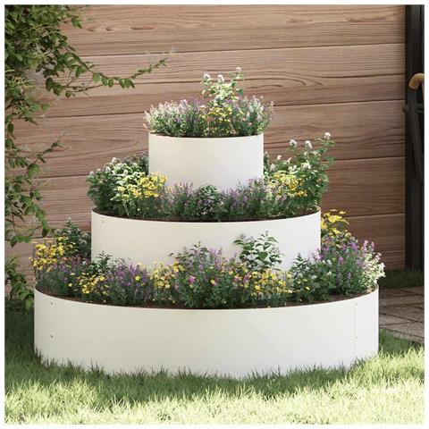 Vaso da giardino Bianco 90 x 90 x 20 cm Acciaio - Foto 2