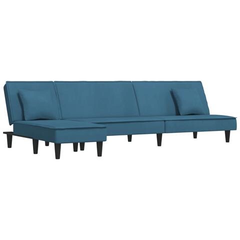 Divano Letto a L Blu 255x140x70 cm in Velluto - Foto 1