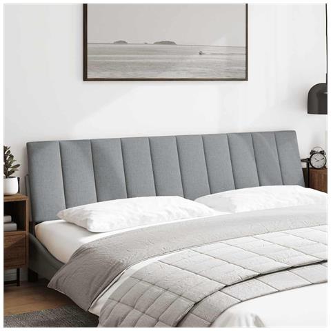 Cuscino Testiera Grigio Chiaro 200 cm in Tessuto - Foto 2