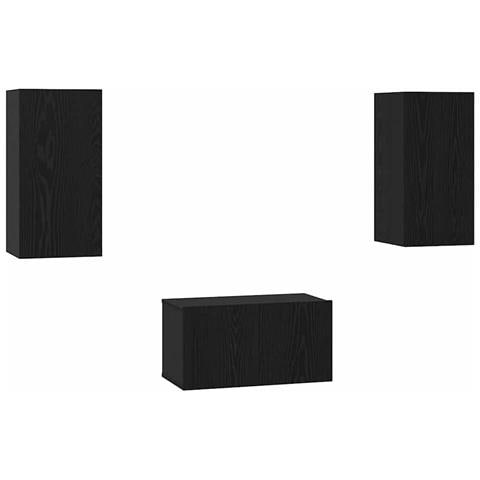 Set mobile TV 3 pcs Rovere nero 60 x 30 x 30 cm - Foto 1