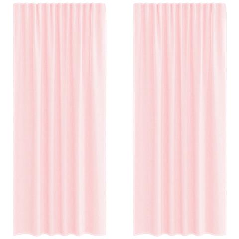 Tende in Voile con Tasche per Aste 2 pz Rosa Chiaro - Foto 1