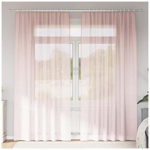 Tende in Voile con Tasche per Aste 2 pz Rosa Chiaro - Foto 2