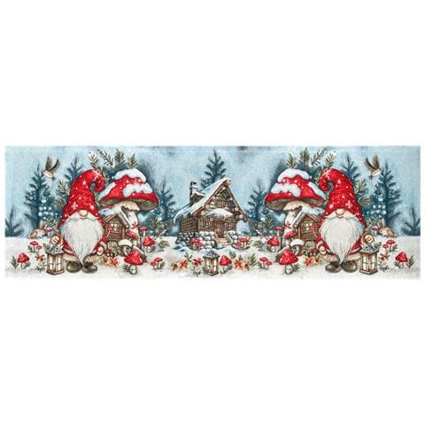 Tovaglia Centrino Runner Tavolo Fantasie Natalizie Centrotavola Cinigliato Made Italy 40x180 Elfo Fungo - Foto 1