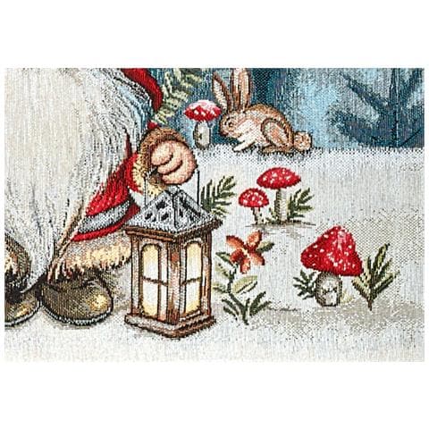 Tovaglia Centrino Runner Tavolo Fantasie Natalizie Centrotavola Cinigliato Made Italy 40x180 Elfo Fungo - Foto 2