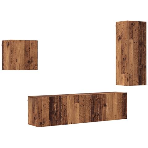 Mobile TV 4 pcs Legno vecchio Legno multistrato - Foto 1