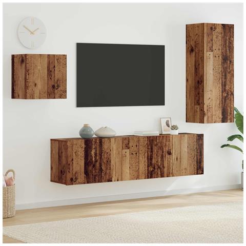 Mobile TV 4 pcs Legno vecchio Legno multistrato - Foto 2