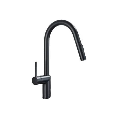 Rubinetto per lavello da cucina, Blackswan, tipo M382 con 2 modalità e doccetta estraibile, modello nero, misura 39 cm - Foto 1