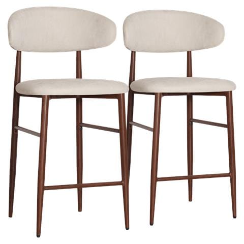 Set Di 2 Sgabelli Da Bar In Metallo Beige E Legno Scuro Simon - Foto 1