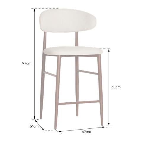 Set Di 2 Sgabelli Da Bar In Metallo Beige E Legno Scuro Simon - Foto 2